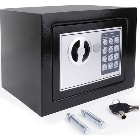 Elektronischer Safe, Stahl-Bürosafe für Bargeld, für Büro, Hotel (Schwarz, 23x17x17CM)