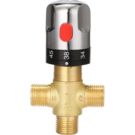 Robinet mitigeur thermostatique en laiton argenté durable avec contrôle de la température, accessoires de salle de bain (1/5)