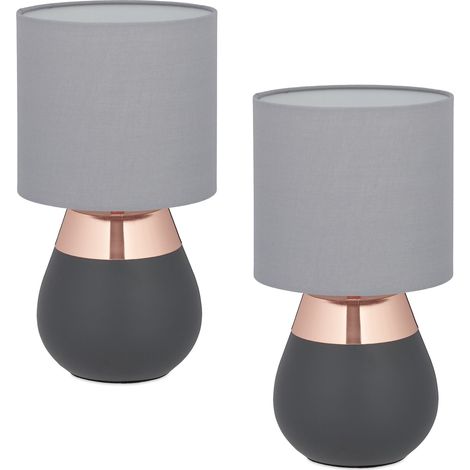 Set di 2 lampade da comodino in stile contemporaneo atmosfera accogliente 32 x 18 cm in ferro nero 130017059