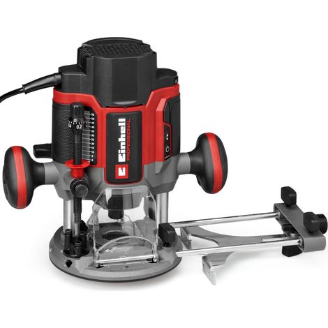 Einhell Professional Oberfräse TP-RO 1400 E (1400 W, Hubhöhe 55 mm, Spannzangen Ø 6 und 8 mm, LED-Licht, inkl. Parallelanschlag, Zirkelspitze, Kopierhülse & Werkzeug) (1/4)