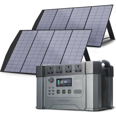 ALLPOWERS S2000 Pro MPPT Solar Generator with 2 200W Folable Solar Panel Included, 2400W 1500wh Portable Power Station, Solar Mobile Battery Pack for Outdoor RV Camping, Home Emergency, Travel (1/5)