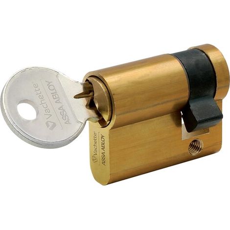 Cylindre simple de sûreté 30 x 10 en laiton poli - Profil européen s entrouvrant - Série 5000 - VACHETTE (1/3)
