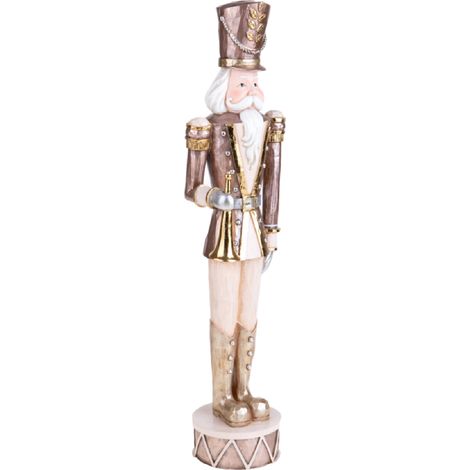 Statuetta soldato schiaccianoci con trombetta in resina per decorazioni natalizie (1/4)