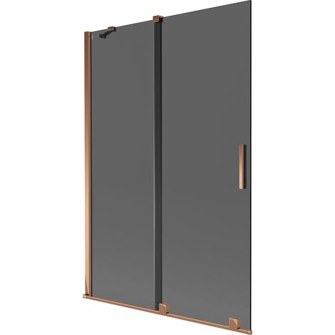Mexen Velar paratia per vasca da bagno scorrevole a 2 ante 120 x 150 cm, grafite, oro rosa - 896-120-000-41-60 (1/2)
