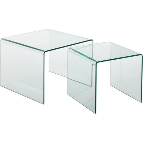 Lot de 2 Tables Gigognes "Veria" 65cm Transparent (1/3)