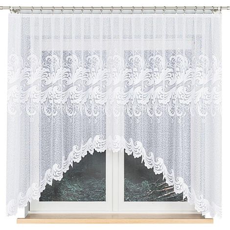 Iwona - Rideau jacquard prêt à poser avec fente en bas - 300 x 160 cm - blanc (1/5)
