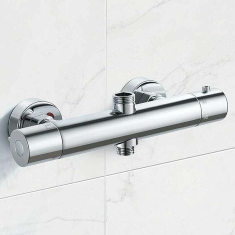 Mitigeur de douche,Mitigeur Thermostatique pour Colonne, Robinet de Douche en laiton haut G3/4 BSP (26.4 mm) + bas G1/2" BSP (21 mm) (1/4)