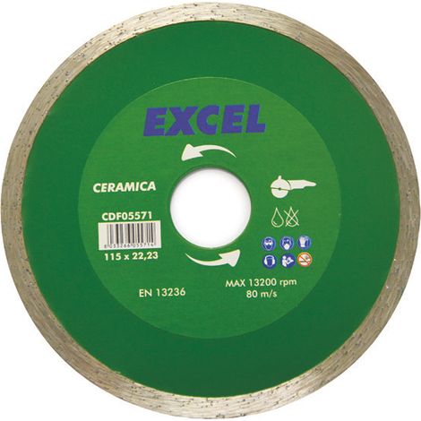 DISCHI DIAMANTATI PER CERAMICA Ø MM.115- - ø mm.115 foro 22,2 corona continua liscia - 1 blister EXCEL