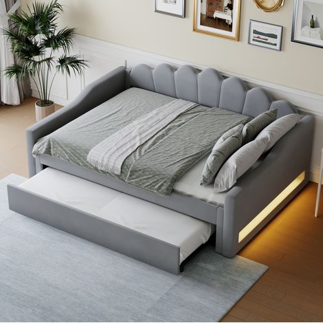 Bett Tagesbett Ausziehbett 140x200 gepolstert OKMYHOME (1/5)