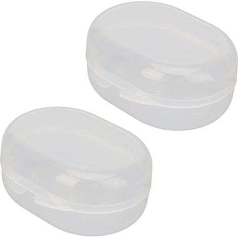 Étui de rangement pour bouchons d'oreilles de natation, 2 pièces, boîte transparente avec fermeture à boucle et trous ventilés, étui portable imperméable (1/5)