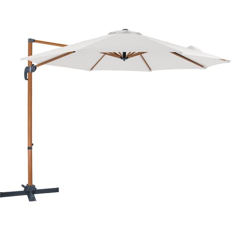 AXI Marisol Parasol Déporté Aspect bois/beige - Parasol Déporté Rectangulaire Ø 300cm - Parasol Pied Déporté, structure aluminium - Rotation 360 - Parasol Déporté Inclinable - Résistant aux UV (1/5)