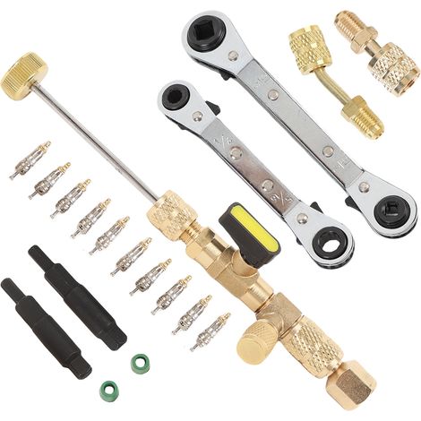 Kit extraction noyaux vanne HVAC acier inox 1/4" 5/16" avec clés cliquet et 10 cœurs inclus pour climatisation frigorifique (1/5)