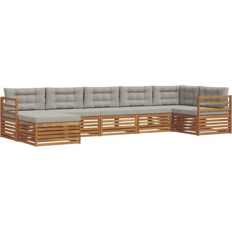 Conjunto de sofás de exterior 7 uds. Gris Natural y Claro vidaXL (1/5)