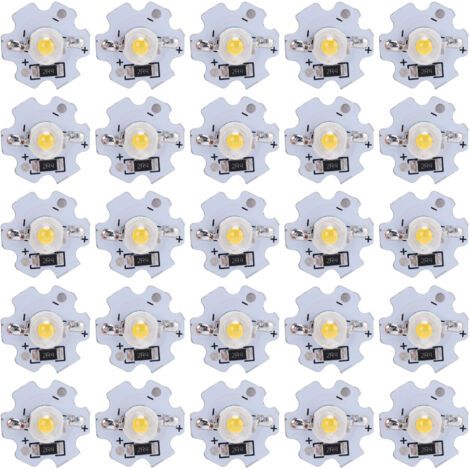 Vtizikl 25pcs 5V puces LED 200LM 3W perles de lampe LED haute puissance pour luminaires bricolagelumière naturelle 40004500K