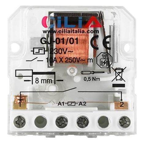 Télérupteur Encastrable 230V, Relais à Impulsion 10A, 1 Contact NO (Ouvert-Fermé), Module de Commande pour Éclairage et Bouton Poussoir, Montage Boîte de Dérivation (1/5)