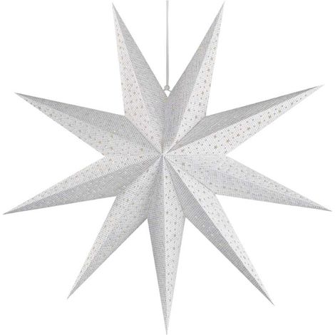 EMOS weiße Papier-Hängelampe mit Sternmotiv mit E14 Fassung, mit 3,2m Netzkabel, für LED-Lampe bis 25W, zum Aufhängen, DCAZ09 (1/5)