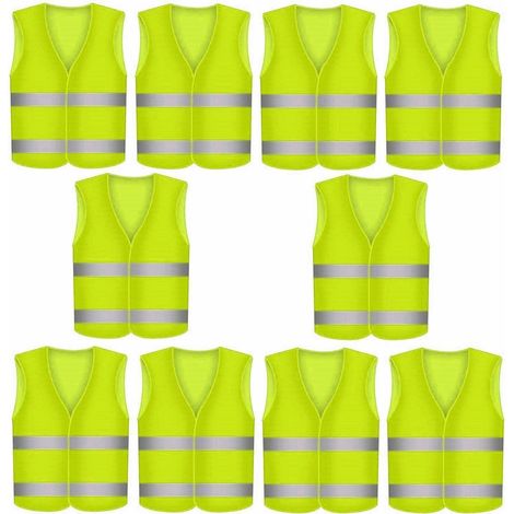 10 Gilet de sécurité, haute visibilité, norme EN 471, jaune fluo, pour véhicule et chantier (1/5)