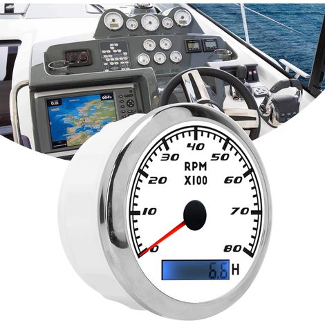 Tachymètre analogique pour voitures et bateaux, universel pour voitures et bateaux (CX8009/CX8010), blanc. (1/5)