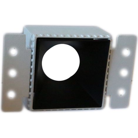 Trade Shop - Porta Faretto Da Incasso Lampadine Led Gu10 7watt Per Controsoffitto Cartongesso - Cuadrado Negro