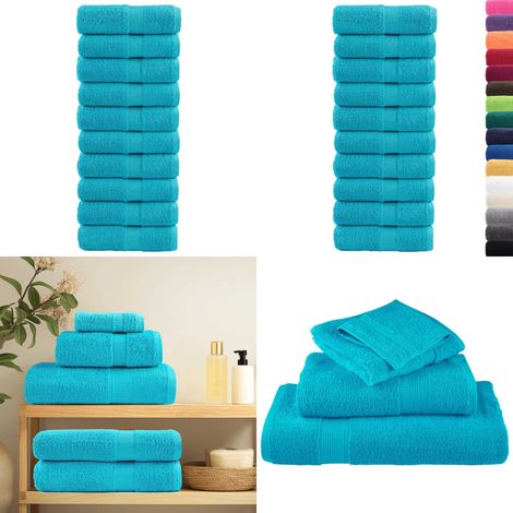 Premium Waschhandtücher SOLUND 10 Stück Türkis 30x30 cm 600 g/m² - Baumwollhandtuch - Gesichts-Handtuch (1/5)