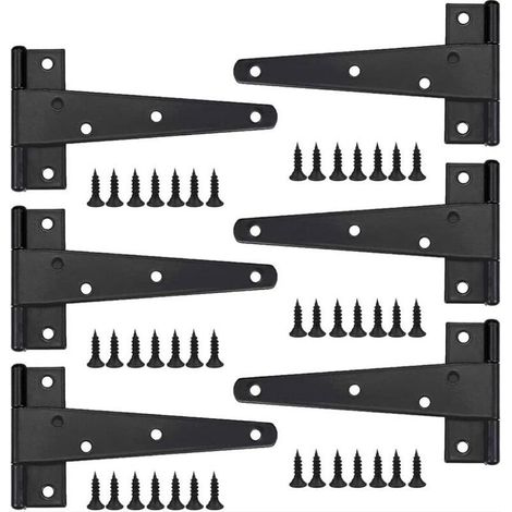 Hinge de meubles, 6 morceaux de charnières de portes lourdes, 6 pouces, charnière plate en acier inoxydable Portes de fer, portes lourdes et charnières de fenêtres (1/5)