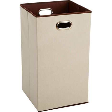 Panier à linge pliable, Blanc,marron Rectangulaire 30x30x53cm (1/5)