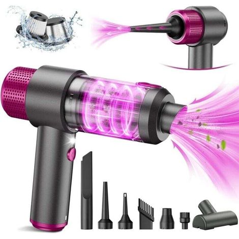 Aspirapolvere portatile senza fili 4 in 1 potente, mini aspirapolvere portatile senza fili da 15 kPa, doppio sistema di filtrazione, luce LED, per soffiatore ad aria compressa, pulizia di PC, ufficio 