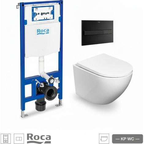 Bastidor ROCA active pack cisterna empotrada y pulsador blanco brillante new con inodoro suspendido ROCA ona asiento soft close (1/5)