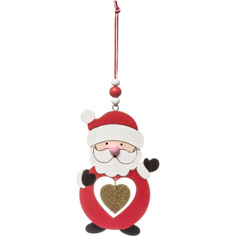 Sujeto Navideño de Madera Santa Claus Muñeco de Nieve Corazón 2 Surtidos - Feeric lights & christmas