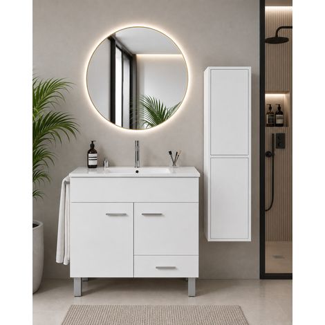 Mueble de baño con lavabo ORIGENBATH SAMOS sin espejo 80x40 cm blanco con columna (1/5)