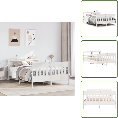 Letto con ripiani - vidaXL Letto senza Materasso Bianco 120x200 cm Legno Massello di Pino - Letto in pino