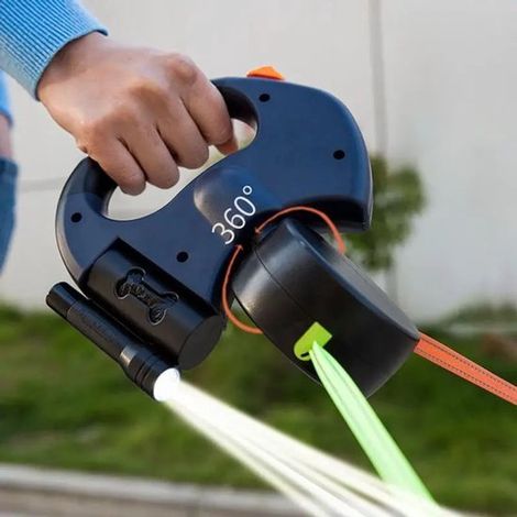 Doppeltes Hundegeschirr – 2-in-1-Ausziehleine – Für mittelgroße/kleine Hunde – 3 m – Mit LED-Beleuchtung und Aufbewahrungsbox (1/5)