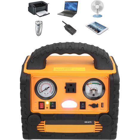 Électronique automobile, démarreur de secours, pompe à air portable pour voiture avec convertisseur 200 W (batterie intégrée incluse), norme australienne 110-240 V. (1/5)
