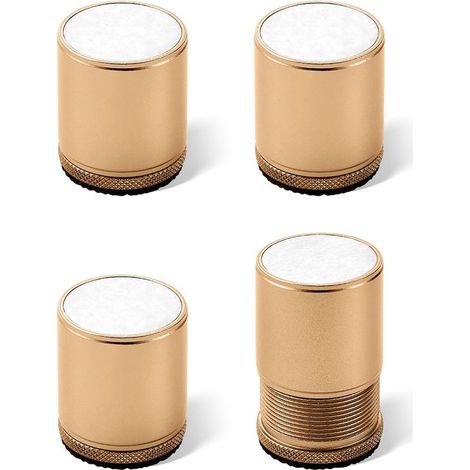 4-teiliges Set verstellbarer Möbelfüße aus goldfarbenem Metall – selbstklebend, geeignet für Stühle, TV-Ständer, Sofas und Schränke