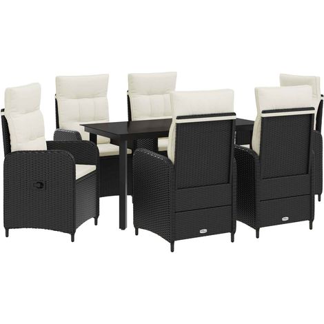 Maison Exclusive - Garten Essgruppe 7 stk. Schwarz und Cremeweiß (1/5)