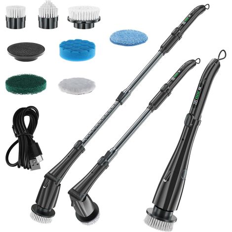 Electric Rotating Cleaner, IPX7 Waterproof Bathroom Cleaning Brush, Cordless Shower Cleaner with 7 Replacement Heads and Adjustable Extension Handle, Cleaning Supplies (1/5)