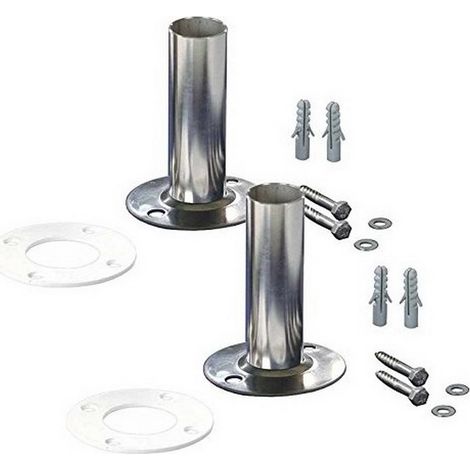 Platine pour échelle droite 43 mm – Lot de 2 – Fixation solide sur plage de piscine – Résistante aux projections d'eau et chlore – Flexinox