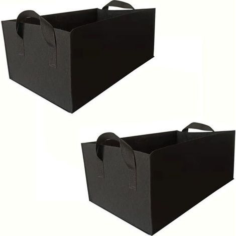 Lot de 2 Sacs de Culture en Tissu Non tissé épais – Pots de Fleurs rectangulaires avec poignées for légumes, Fruits et Fleurs(Schwarz,40x30x20cm) (1/4)