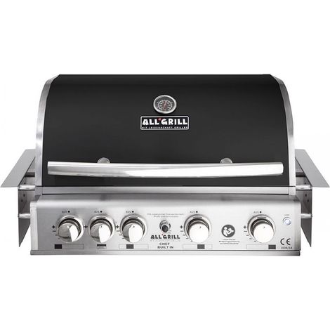 ALLGRILL Einbau-Gasgrill CHEF L BLACK Built-In Air System, 4 Brenner, Backburner 100729 (1/5)