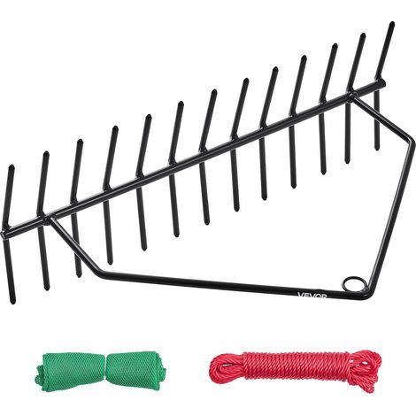 Teichrechen, 610x215x355 mm, doppelseitiger Unkrautentfernungswerkzeug, Teichpflanzenschneider mit 9 m Seil, Befestigungsloch, kein Zusammenbau erforderlich, ideal für Teich, See, Bach (1/5)