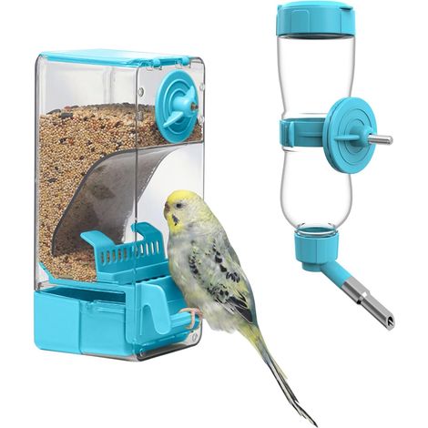 Système d'alimentation automatique pour cages à oiseaux, design transparent, mangeoire anti-déversement avec distributeur d'eau, installation facile, récipient alimentaire en acrylique, durable (1/5)