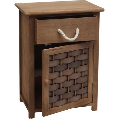 Cassettiera multiuso con cassetto 55x39,5x28,5 cm polyrattan marrone legno testa di moro 040006504