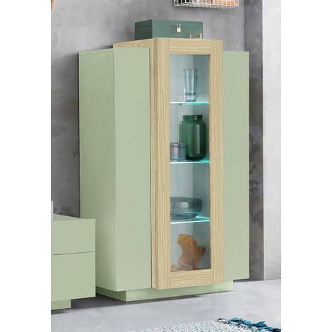 Vitrine moderne vert sauge/chêne Corso (1/5)