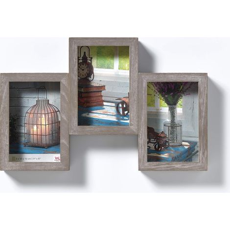 Cadre Photo Gris 3X 10x15 cm Cadre galerie Rustic SN315D (1/4)