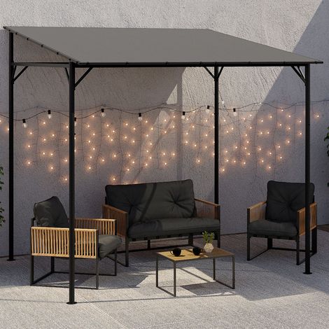 Pérgola de jardín de acero de 4 patas 2,3 x 2,4 M con tejido gris antracita