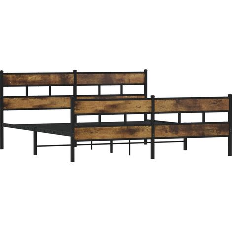 Metal Bed Frame without Mattress Smoked Oak 180x200 cm Super King vidaXL
