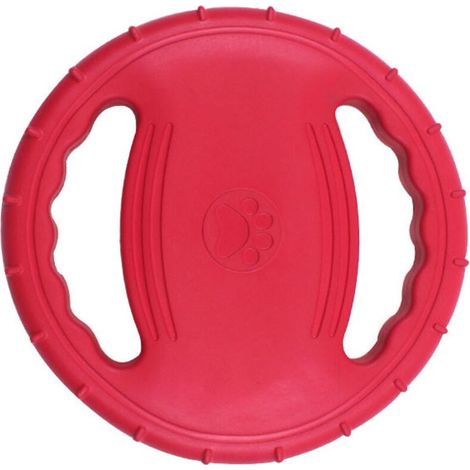 Frisbee pour chien à double poignée de haute qualité, jouet pour chien, adapté aux activités de plein air, antidérapant, rouge. (1/4)