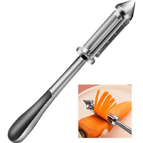Pelador manual de patatas de aleación de zinc, Pelador de acero inoxidable tipo I, Pelador multifuncional, Mango ergonómico, etc, Plateado (1/5)