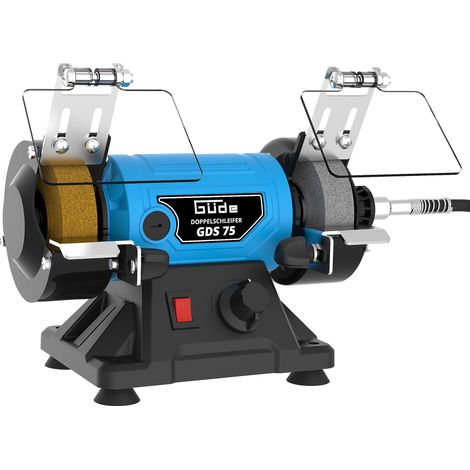 Güde 55231 - Smerigliatrice Doppia GDS 75 (100 TLG Set di Accessori abrasivi, lavori Fini Grazie all'albero Motore Regolabile, Colore: Blu (1/5)