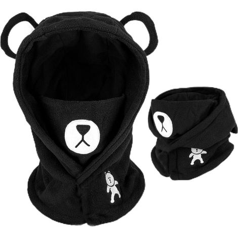 Kinder Sturmhaube Fleece warm winddicht für 4-12 Jahre Jungen Mädchen Schwarz (1/5)